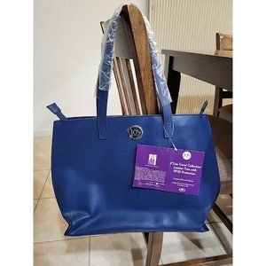 Joy Mangana E*Lite Travel Collection Metallic Leather Tote RFID Luggage Navy